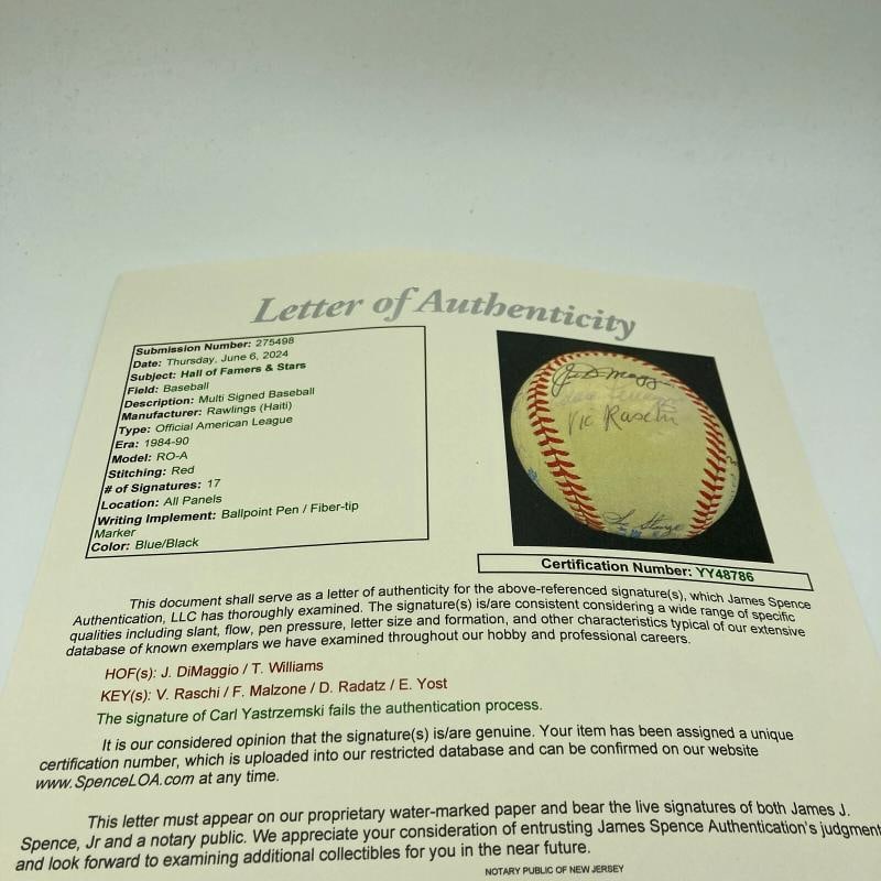 Ted Williams & Joe Dimaggio Hall Of Fame Multi Signed Baseball JSA COA - 9