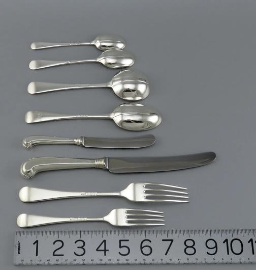 Fine English Sterling Silver 90pc Queen Anne Rat Tail Flatware Set Serves 12 - 3