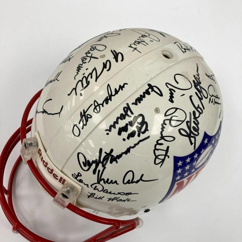 Quarterback Legends Signed Helmet 30 Sigs Johnny Unitas Len Dawson Beckett COA - 12