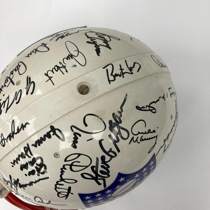 Quarterback Legends Signed Helmet 30 Sigs Johnny Unitas Len Dawson Beckett COA - 13