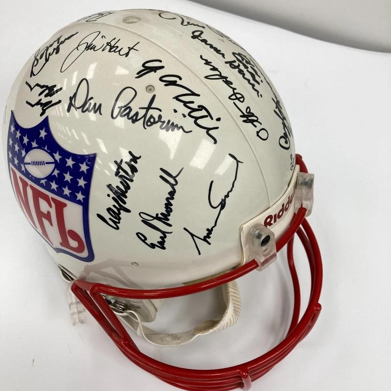 Quarterback Legends Signed Helmet 30 Sigs Johnny Unitas Len Dawson Beckett COA - 14