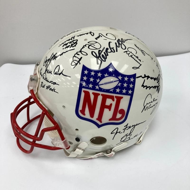 Quarterback Legends Signed Helmet 30 Sigs Johnny Unitas Len Dawson Beckett COA - 6