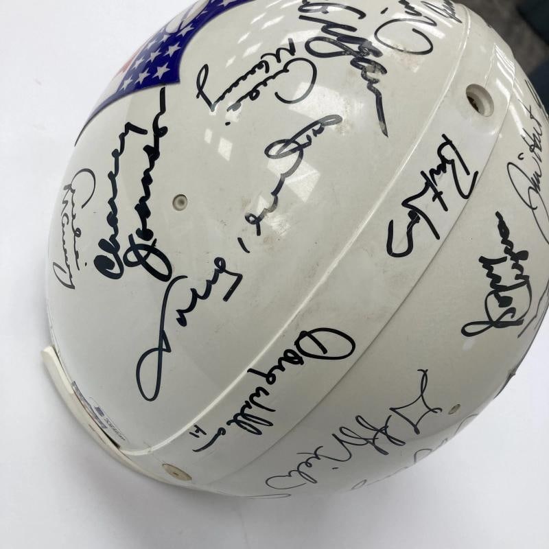 Quarterback Legends Signed Helmet 30 Sigs Johnny Unitas Len Dawson Beckett COA - 7