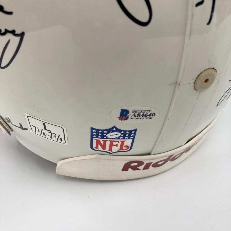 Quarterback Legends Signed Helmet 30 Sigs Johnny Unitas Len Dawson Beckett COA - 9