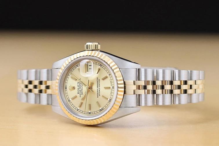 ROLEX LADIES DATEJUST 69173 CHAMPAGNE 18K YELLOW GOLD STEEL 2-TONE JUBILEE WATCH - 2