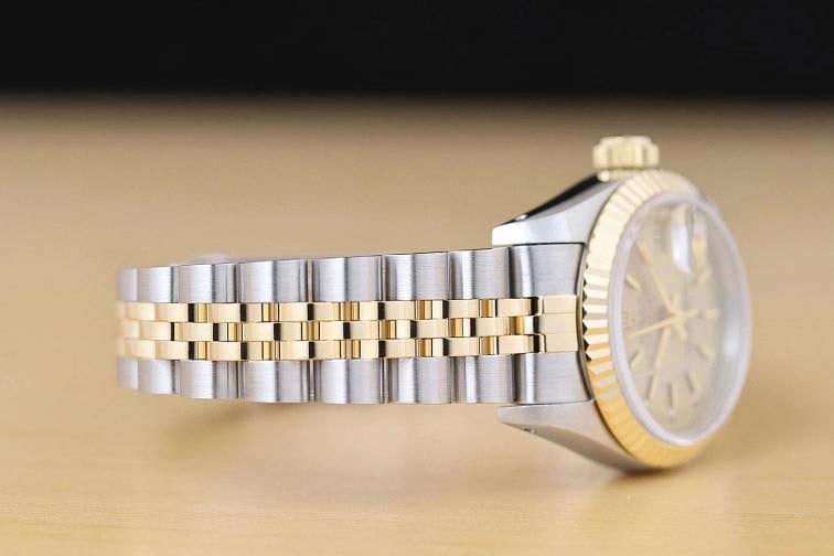 ROLEX LADIES DATEJUST 69173 CHAMPAGNE 18K YELLOW GOLD STEEL 2-TONE JUBILEE WATCH - 7
