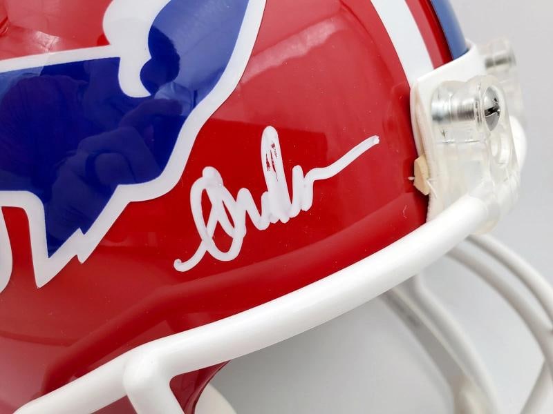 Buffalo Bills Team Greats Autographed Authentic Proline Full Size Red Helmet With 3 Signatures In... - 4