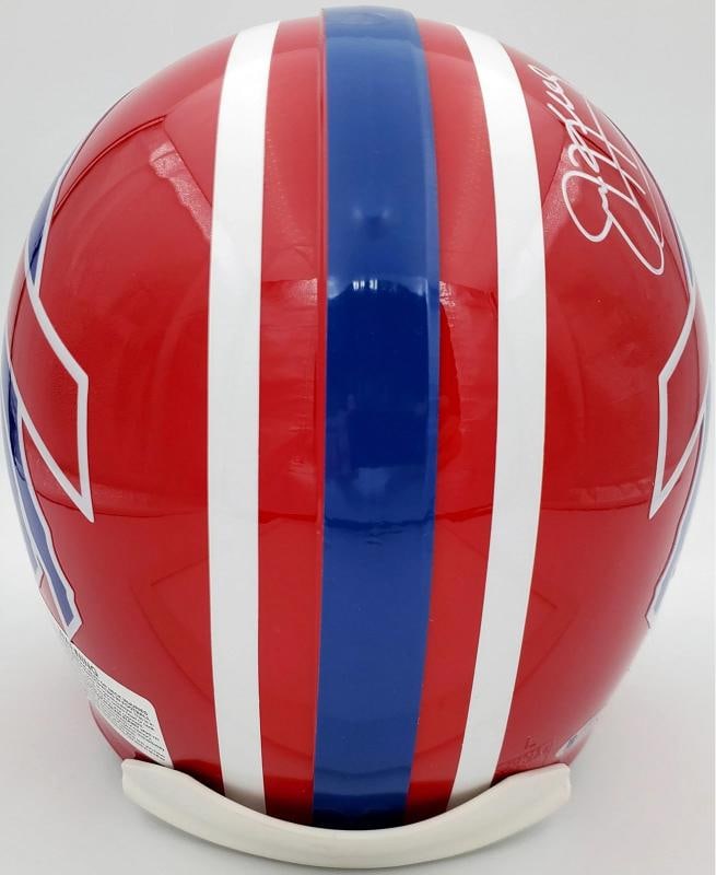 Buffalo Bills Team Greats Autographed Authentic Proline Full Size Red Helmet With 3 Signatures In... - 5
