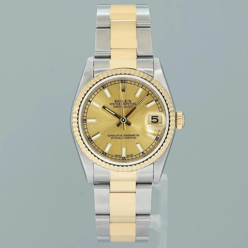 2003 PAPERS MINT Ladies Rolex 78273 Two Tone 31mm Champagne Stick Oyster Watch - 2