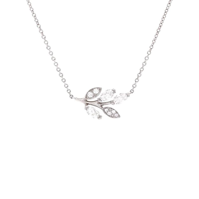 Tiffany & Co. Vine Pendant Necklace Platinum with Diamonds: Measurements: Length: 15.0 - 16.5 ", Pendant Length: 10 mm, Pendant Width: 9 mm . Condition: Pre-owned - Good,Brand: Tiffany & Co.,Main Stone: Diamond,Metal: Platinum (Pt950),Metal Purity: