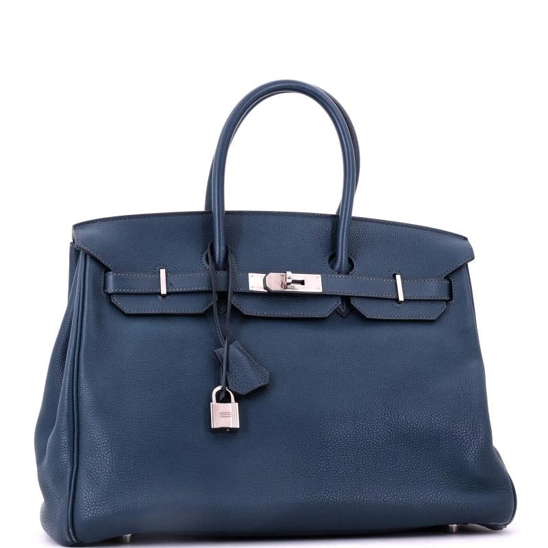 Hermes Birkin Handbag Bleu de Malte Togo with Palladium Hardware 35 - 2
