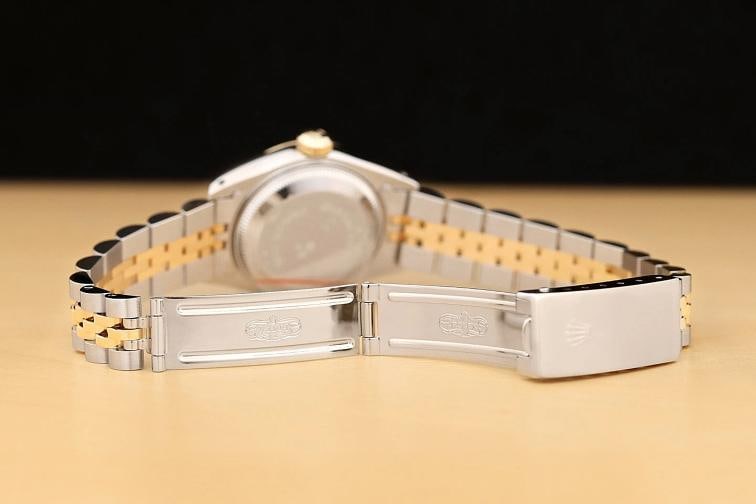 ROLEX LADIES DATEJUST 69173 CHAMPAGNE 2-TONE FACTORY DIAMOND DIAL QUICKSET WATCH - 10