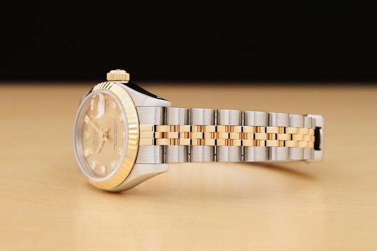 ROLEX LADIES DATEJUST 69173 CHAMPAGNE 2-TONE FACTORY DIAMOND DIAL QUICKSET WATCH - 4