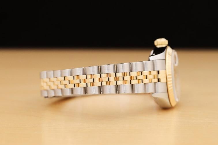 ROLEX LADIES DATEJUST 69173 CHAMPAGNE 2-TONE FACTORY DIAMOND DIAL QUICKSET WATCH - 8