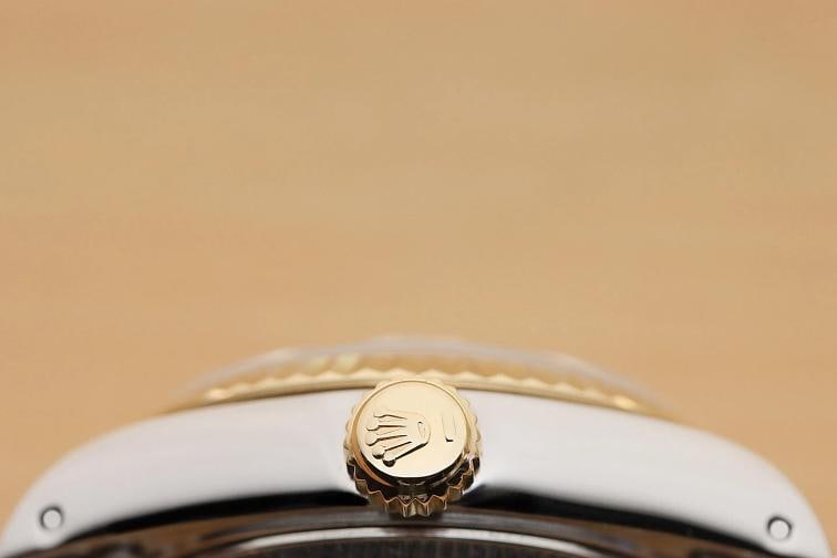 ROLEX LADIES DATEJUST 69173 CHAMPAGNE 2-TONE FACTORY DIAMOND DIAL QUICKSET WATCH - 9