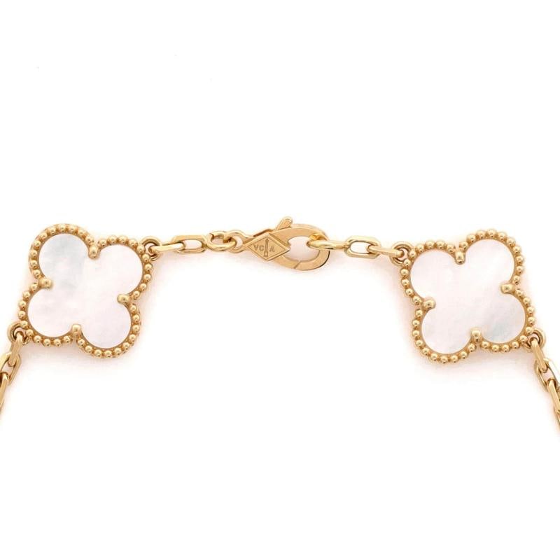Van Cleef & Arpels Vintage Alhambra 5 Motifs Bracelet 18K Yellow Gold and Mother - 4