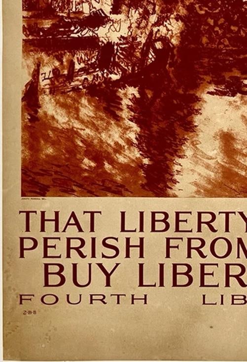 Original Vintage Poster THAT LIBERTY SHALL NOT PERISH World War Propaganda OL - 4