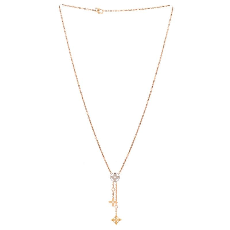 Louis Vuitton Idylle Blossom Y Pendant Necklace 18K Tricolor Gold with Diamonds - 3