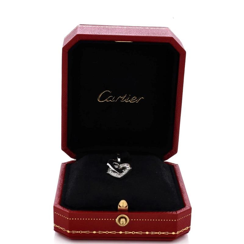 Cartier Double Heart Pendant Charm Pendant & Charms 18K White Gold with Diamonds - 2