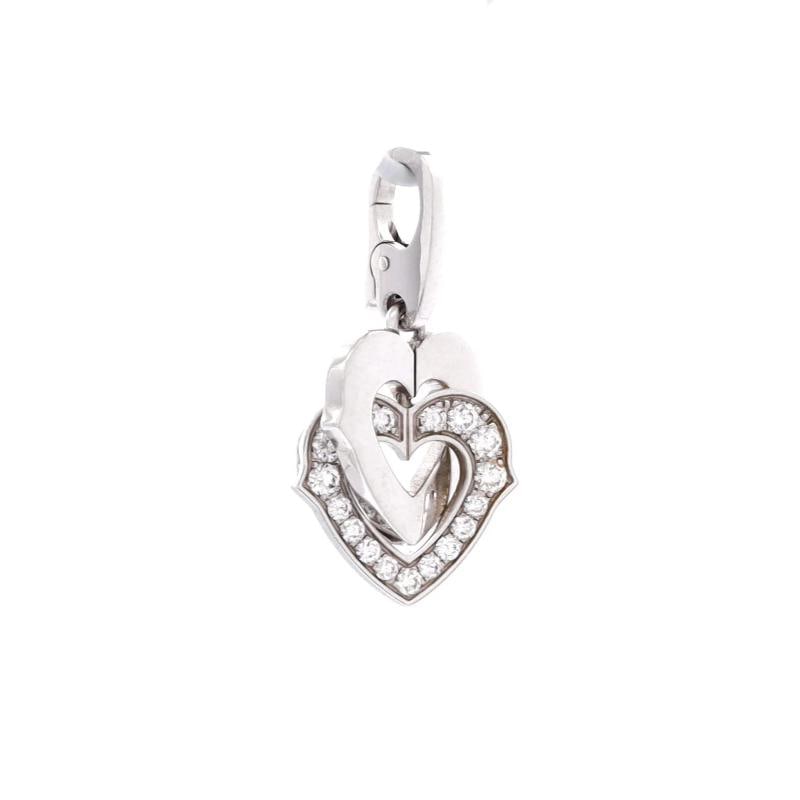 Cartier Double Heart Pendant Charm Pendant & Charms 18K White Gold with Diamonds - 3