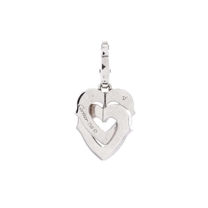 Cartier Double Heart Pendant Charm Pendant & Charms 18K White Gold with Diamonds - 4