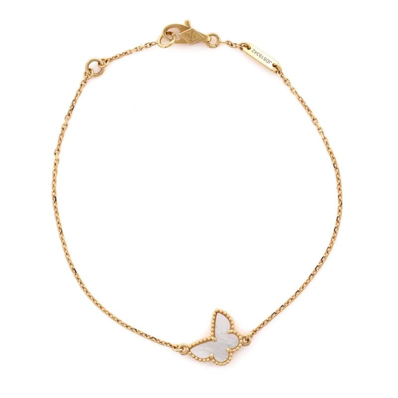 Van Cleef & Arpels Sweet Alhambra Butterfly Bracelet 18K Yellow Gold and Mother: Condition: Pre-owned - Good,Brand: Van Cleef & Arpels,Main Stone: Mother Of Pearl,Metal: 18K Yellow Gold,Metal Purity: 18K,Style: Bracelet,Type: Bracelet,Color: Yellow Gold,Material: 18K Yellow Gold, 