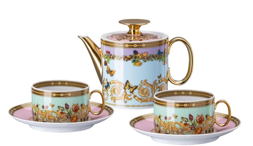 Versace Rosenthal Le Jardin de Versace Tea Set for 2 (2xTea Cup & Saucer+Teapot) (1 of 1)