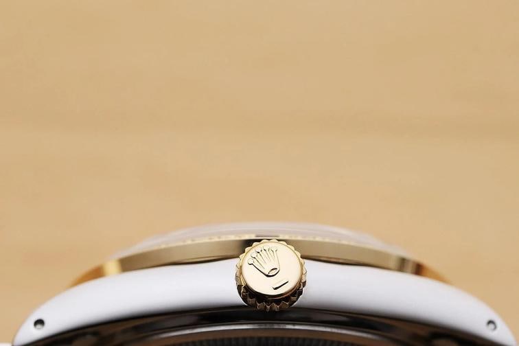 ROLEX DATEJUST 16233 BLACK FACTORY DIAMOND 18K YELLOW GOLD STEEL TWO TONE WATCH - 9