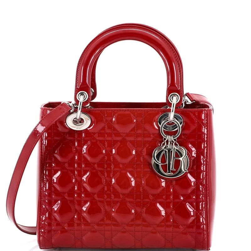 Christian Dior Lady Dior Bag Cannage Quilt Patent Medium (1 of 7)