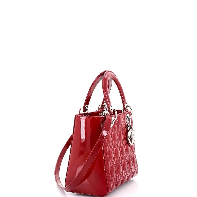 Christian Dior Lady Dior Bag Cannage Quilt Patent Medium - 2