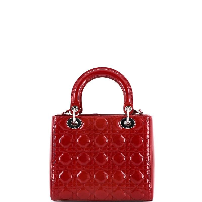Christian Dior Lady Dior Bag Cannage Quilt Patent Medium - 3