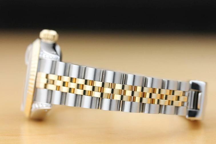 ROLEX LADIES DATEJUST 69173 ICE BLUE DIAL 18K GOLD STEEL DIAMOND LUG WATCH - 5