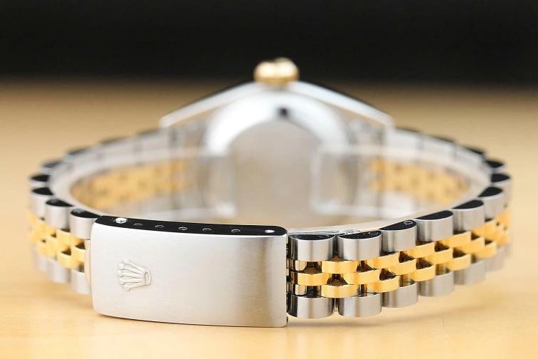 ROLEX LADIES DATEJUST 69173 ICE BLUE DIAL 18K GOLD STEEL DIAMOND LUG WATCH - 6