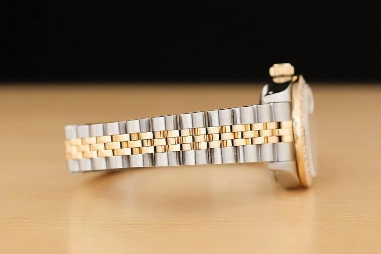 ROLEX LADIES DATEJUST 69173 MOTHER OF PEARL RUBY DIAMOND 18K GOLD STEEL WATCH - 8