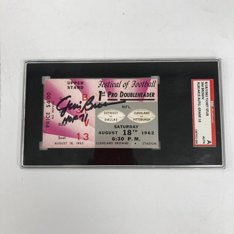 Jim Brown Signed 1962 First Ever Doubleheader Festival of Football Ticket SGC: Sport: Football,Vintage: Yes,Country of Origin: United States