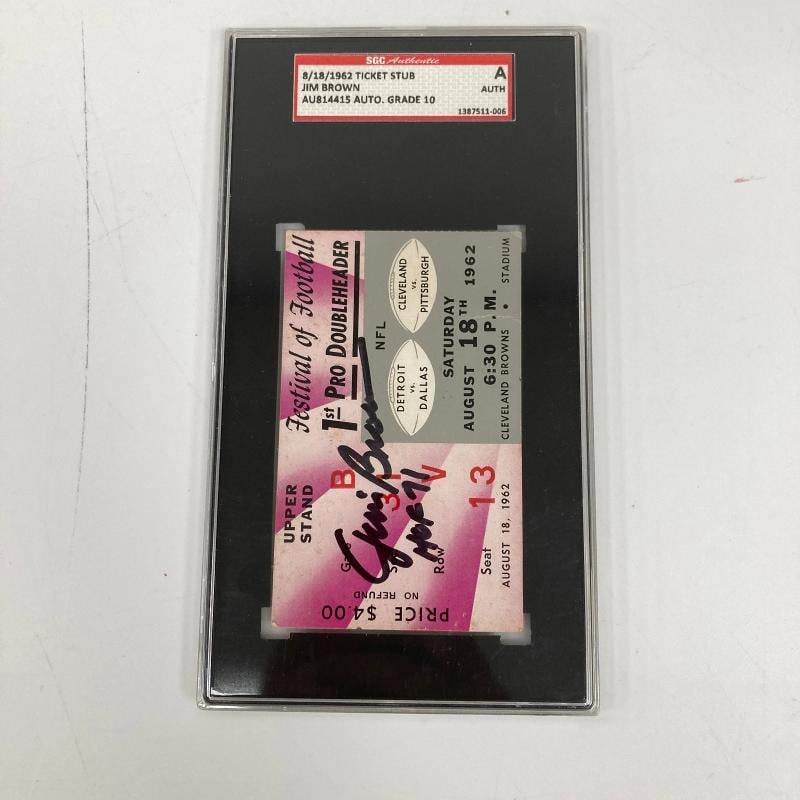 Jim Brown Signed 1962 First Ever Doubleheader Festival of Football Ticket SGC - 2