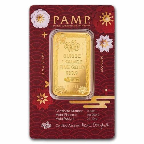 2025 1 oz Gold Bar - PAMP Good Luck Koi Fish (Assay) - 2