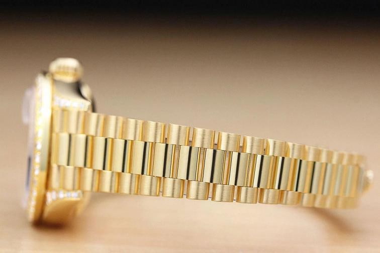 ROLEX LADIES PRESIDENT 69178 SILVER DIAL DIAMOND BEZEL & LUGS 18K GOLD WATCH - 5
