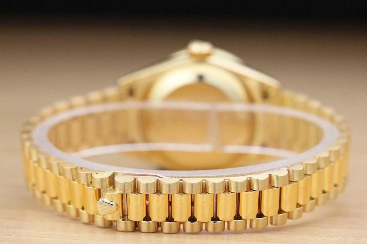 ROLEX LADIES PRESIDENT 69178 SILVER DIAL DIAMOND BEZEL & LUGS 18K GOLD WATCH - 7