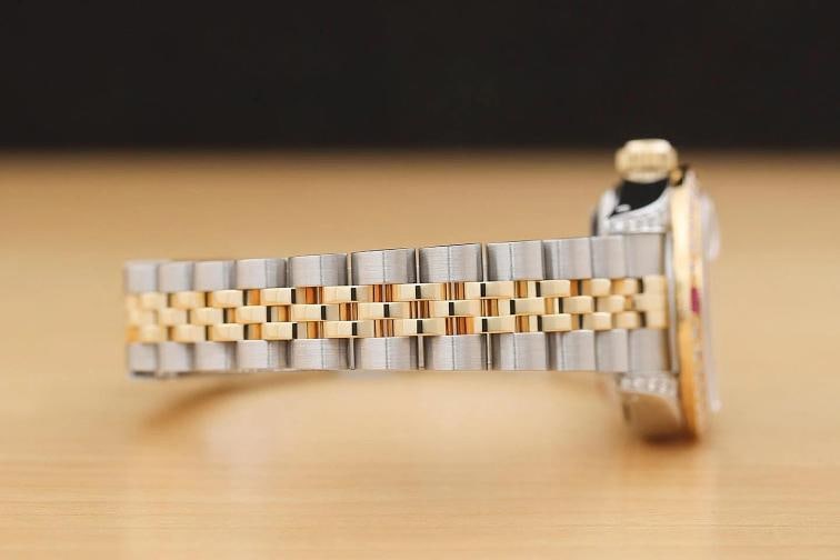 ROLEX LADIES DATEJUST 69173 SILVER FACTORY DIAMOND RUBY 18K GOLD STEEL WATCH - 8