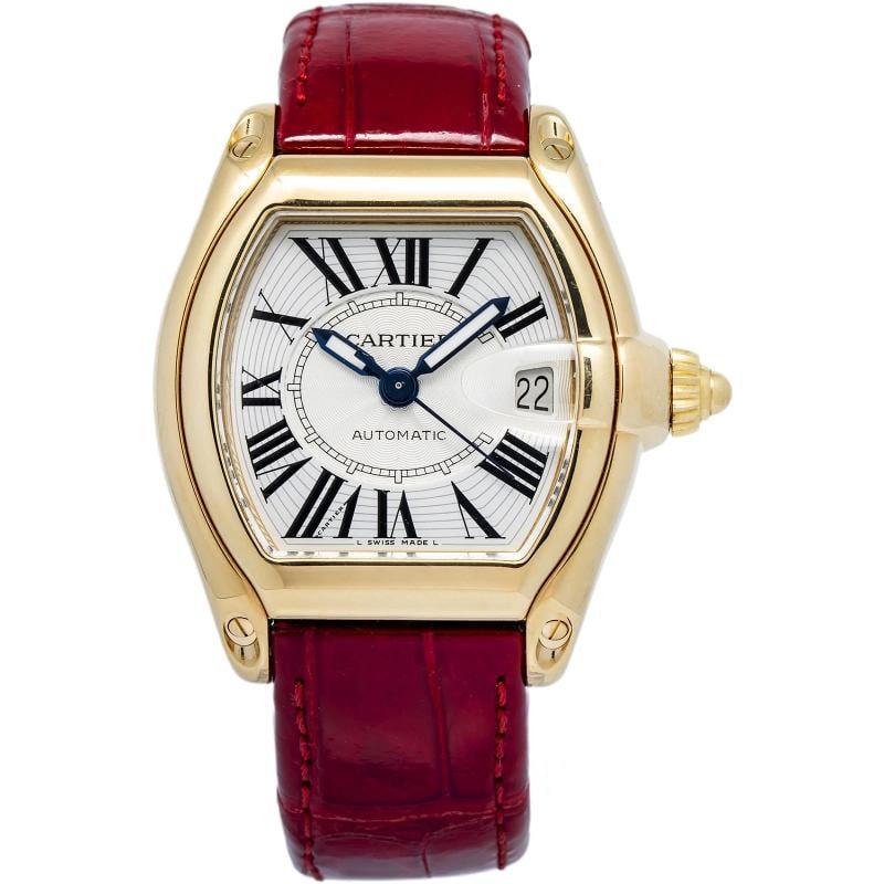 Cartier Roadster 2524 2005 Complete Leather Strap Yellow Gold Silver Roman 37mm Box and Papers: Condition: Pre-owned - Good: This item has been gently used but is in good condition. It might have a few signs ... Read moreabout the conditionPre-owned - Good: This item has been gently used but is