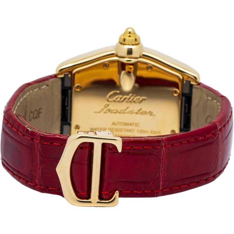 Cartier Roadster 2524 2005 Complete Leather Strap Yellow Gold Silver Roman 37mm Box and Papers - 5