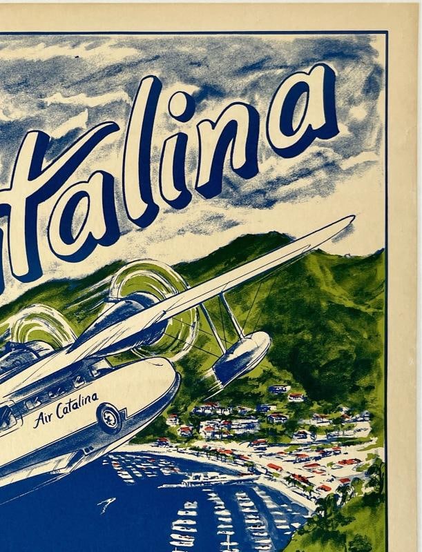Original Vintage Poster AIR CATALINA - CATALINA'S EXPERIENCED AIRLINE Travel OL - 3
