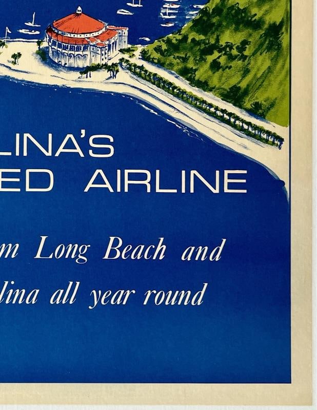 Original Vintage Poster AIR CATALINA - CATALINA'S EXPERIENCED AIRLINE Travel OL - 5