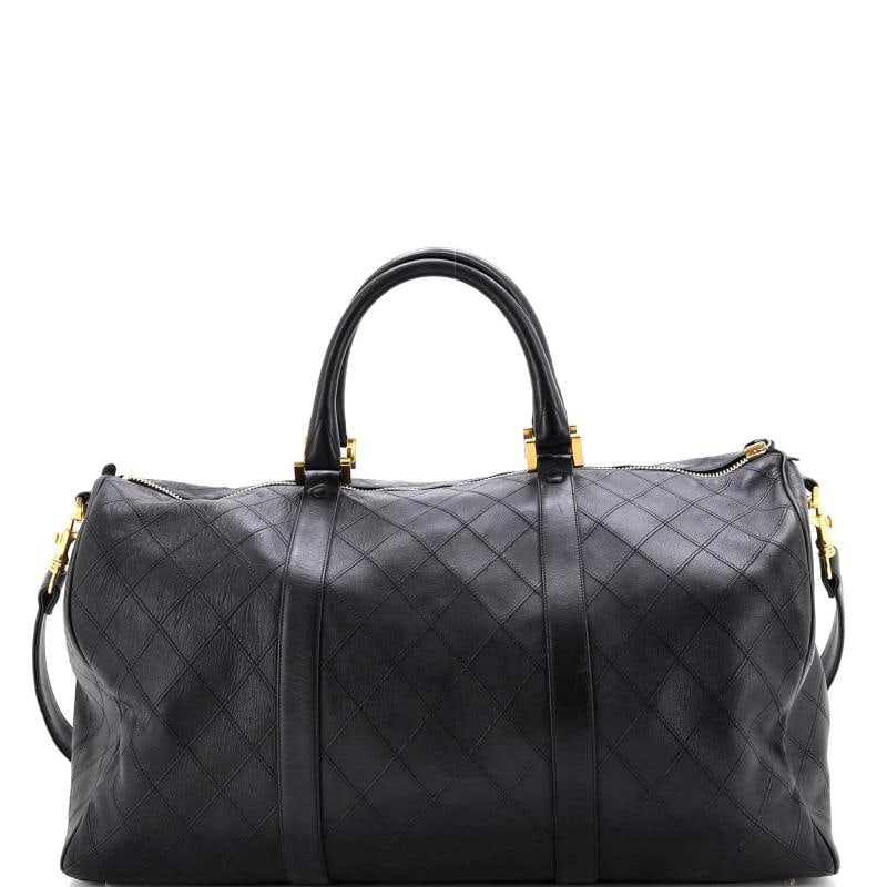 Chanel Vintage Diamond Stitch Boston Bag Quilted Lambskin Large - 3