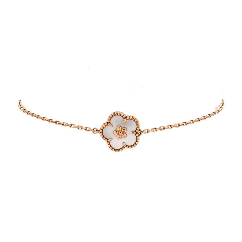 Van Cleef & Arpels Lucky Spring Plum Blossom Bracelet 18K Rose Gold and Mother: Condition: Pre-owned - Good,Brand: Van Cleef & Arpels,Main Stone: Mother Of Pearl,Metal: 18K Rose Gold,Metal Purity: 18K,Style: Bracelet,Type: Bracelet,Color: Rose Gold,Material: 18K Rose Gold, Mother