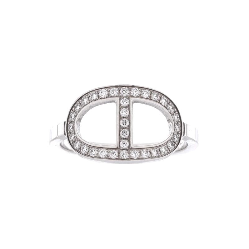 Hermes Chaine d'Ancre Contour Ring 18K White Gold and Diamonds Medium: Condition: Pre-owned - Good,Brand: Hermes,Main Stone: Diamond,Metal: 18K White Gold,Metal Purity: 18K,Ring Size: 5.75 - 51,Type: Ring,Color: White Gold,Style: 18K White Gold And Diamonds,Material: 18K