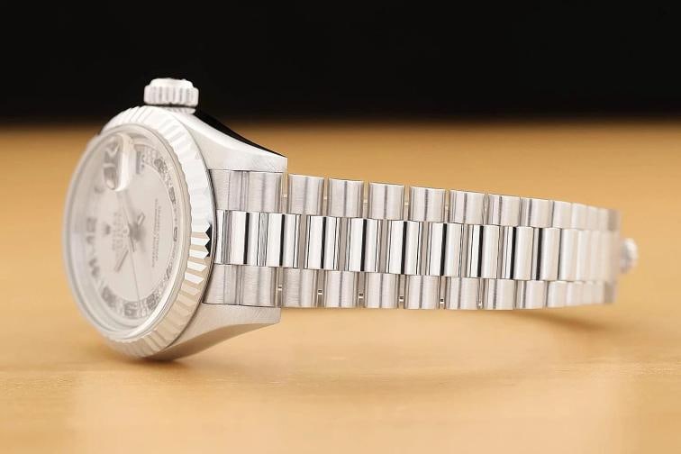 ROLEX DATEJUST 69179 FACTORY SILVER MYRIAD ARABIC DIAMOND 18K WHITE GOLD WATCH - 4