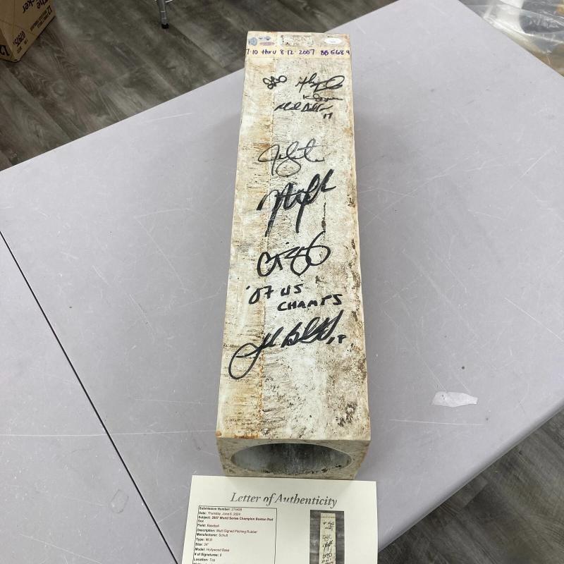2007 Boston Red Sox W.S. Champs Pitching Staff Signed Game Used Rubber JSA: Sport: Baseball,Signed: Yes,Original/Reprint: Original,Autograph Authentication: James Spence Authentication (JSA),Product: Ball,Team: Boston Red Sox,Country of Origin: United States