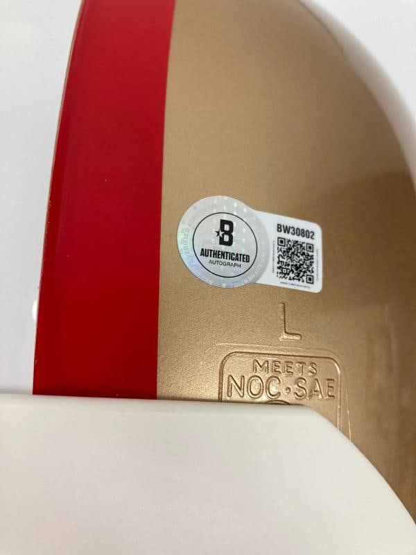 Joe Montana "SB XVI, XIX, XXIV MVP" Signed Full Size 49ers Game Helmet Beckett - 7